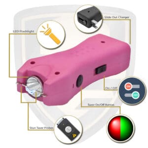 pink taser mini stun gun features