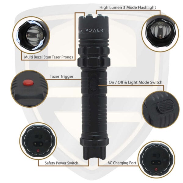 flashlight with stun gun black