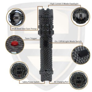 flashlight with stun gun carbon fiber