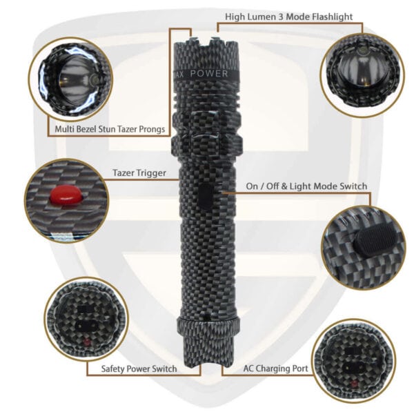 flashlight with stun gun carbon fiber