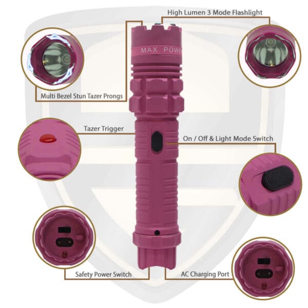 flashlight with stun gun pink