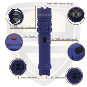 flashlight with stun gun purple