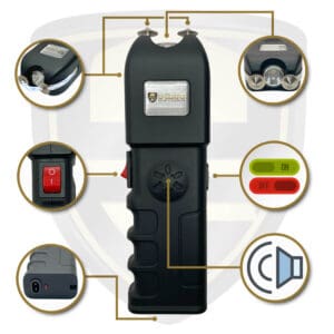 most powerful stun gun features black