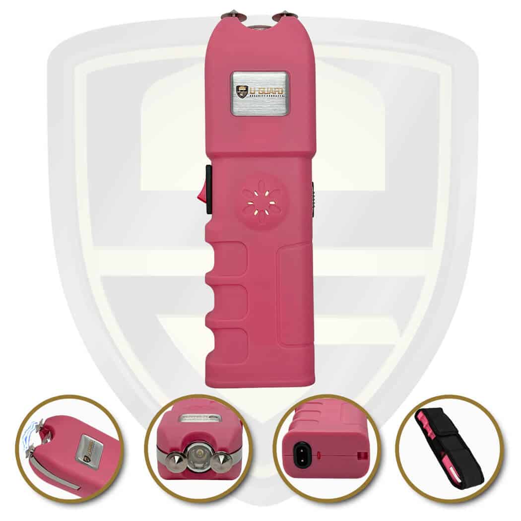 stun gun with alarm and stun strips pink