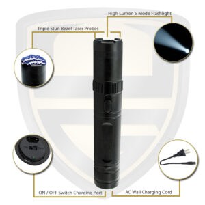 police flashlight taser black