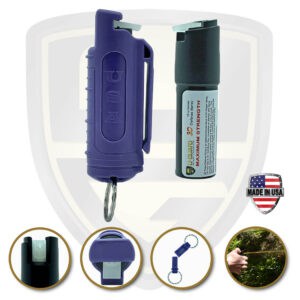pepper spray on a keychain purple