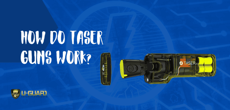 how do taser guns work? Information article banner of a taser with all its features.