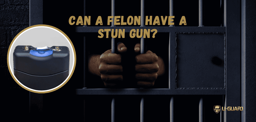 can a felon have a stun gun. Blog post banner of jail with copy and stun gun image.