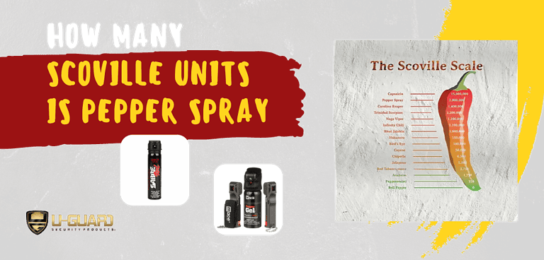 How many Scoville units is pepper spray. Blog Post Banner image of canister of pepper spray with a list of the SHU's of heat heat of peppers.